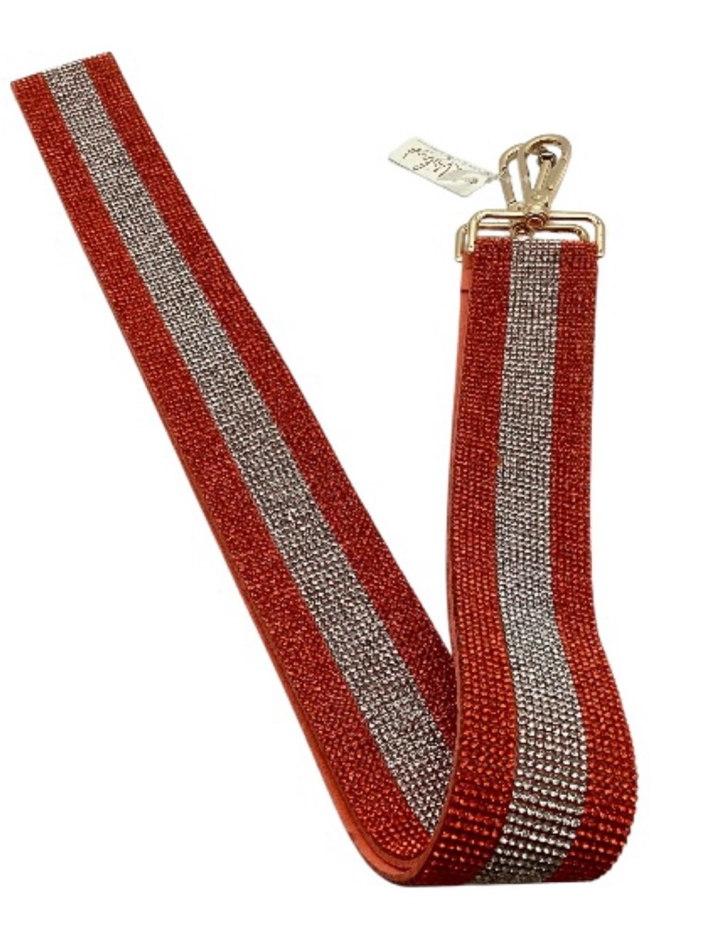 Viola Spirit Stripes Orange & Clear Crystal Bag Strap (NWT)